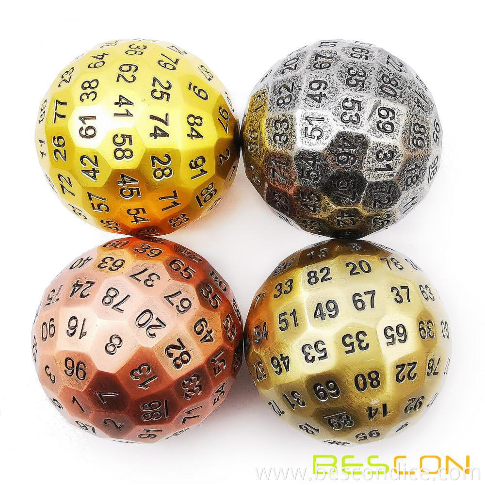Solid Metal 100 Sided Polyhedral Dice 1 Solid Metal 100 Sided Polyhedral Dice 1